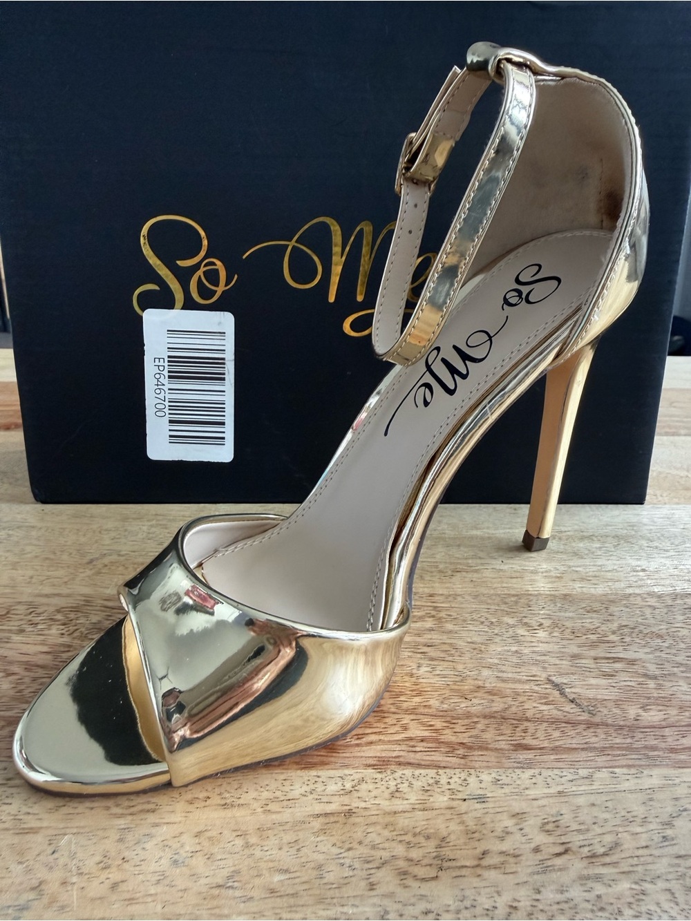 So Me Metallic Gold Ankle-Strap Stiletto Sandals Fashion Nova 7
